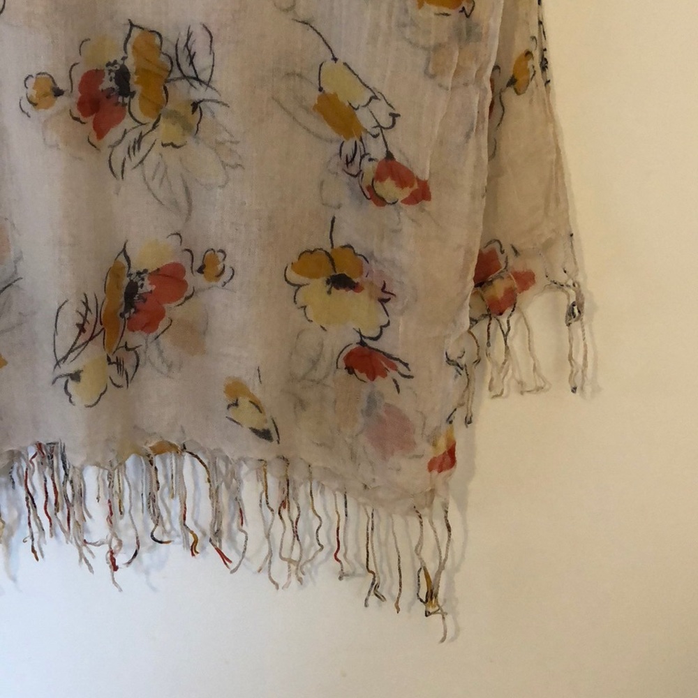Cotton Cream & Orange Scarf